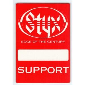 Styx Edge Of The Century Backstage Pass Original 1990 Pop Rock Concert Support